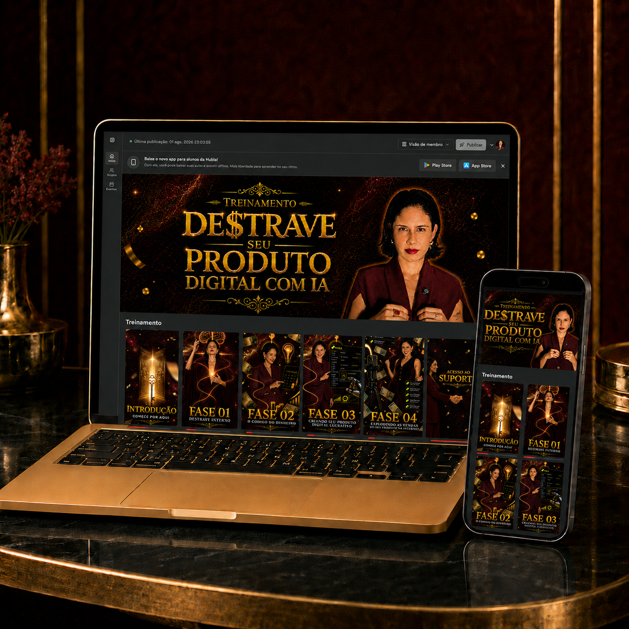 Mockup do produto DE$TRAVE SEU PRODUTO
 DIGITAL COM IA
